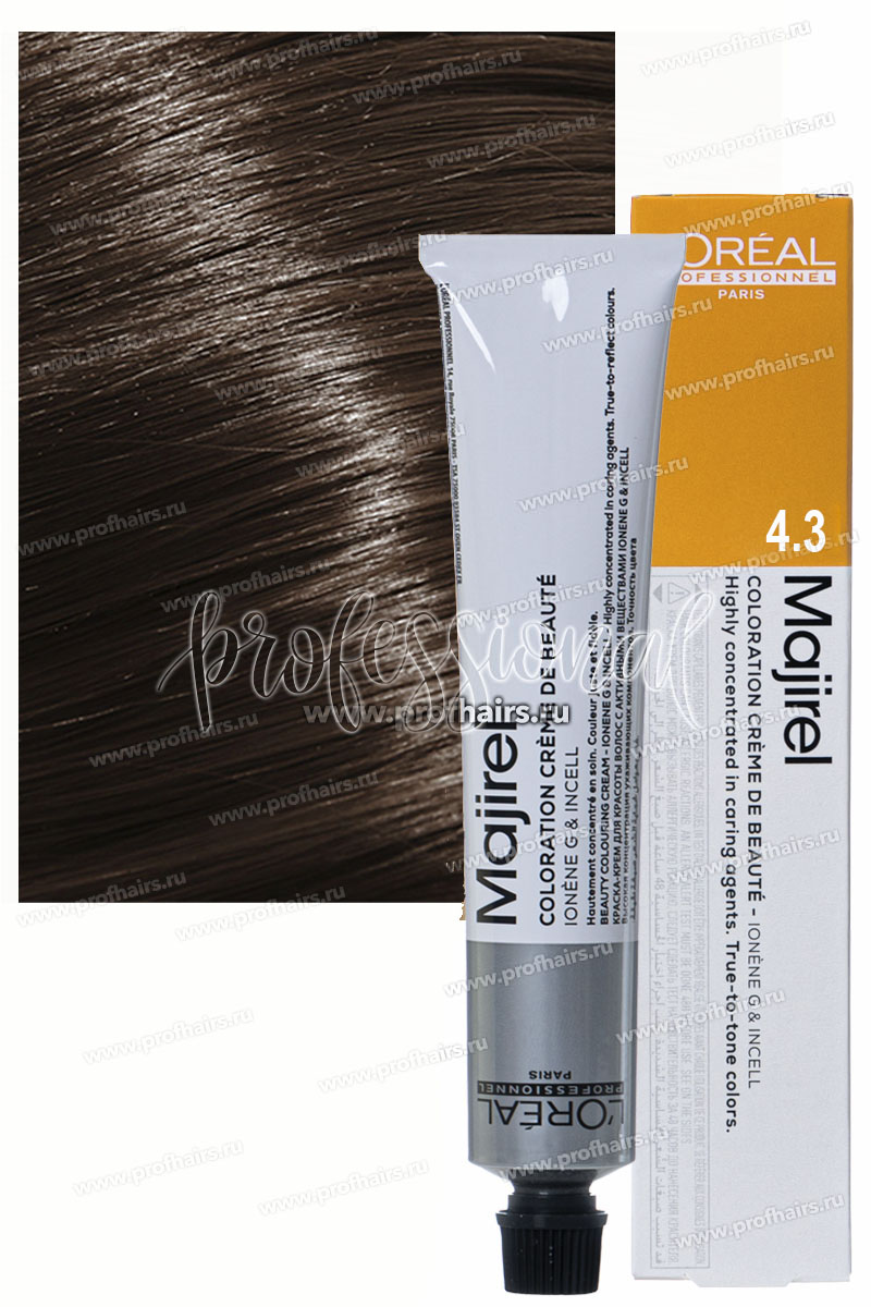 L'Oreal Majirel Краска для волос Мажирель 4-3 Шатен золотистый 50 мл.