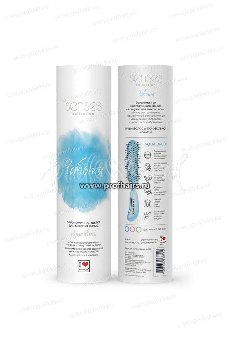 Ginko ILMH Aqua Brush 18280SC Щетка для волос Синяя, прозрачная, размер M