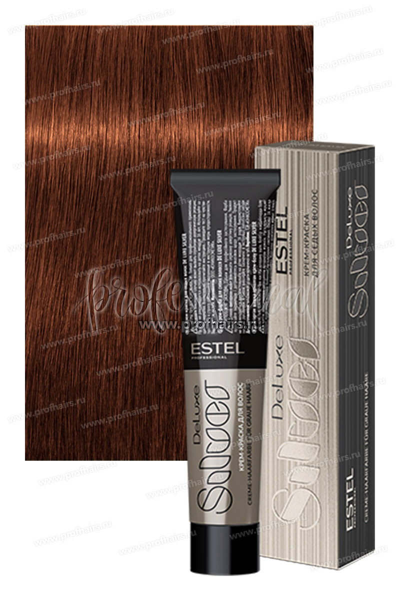 Estel De Luxe Silver 7/4 Русый медный  Крем-краска для седых волос 60 мл.
