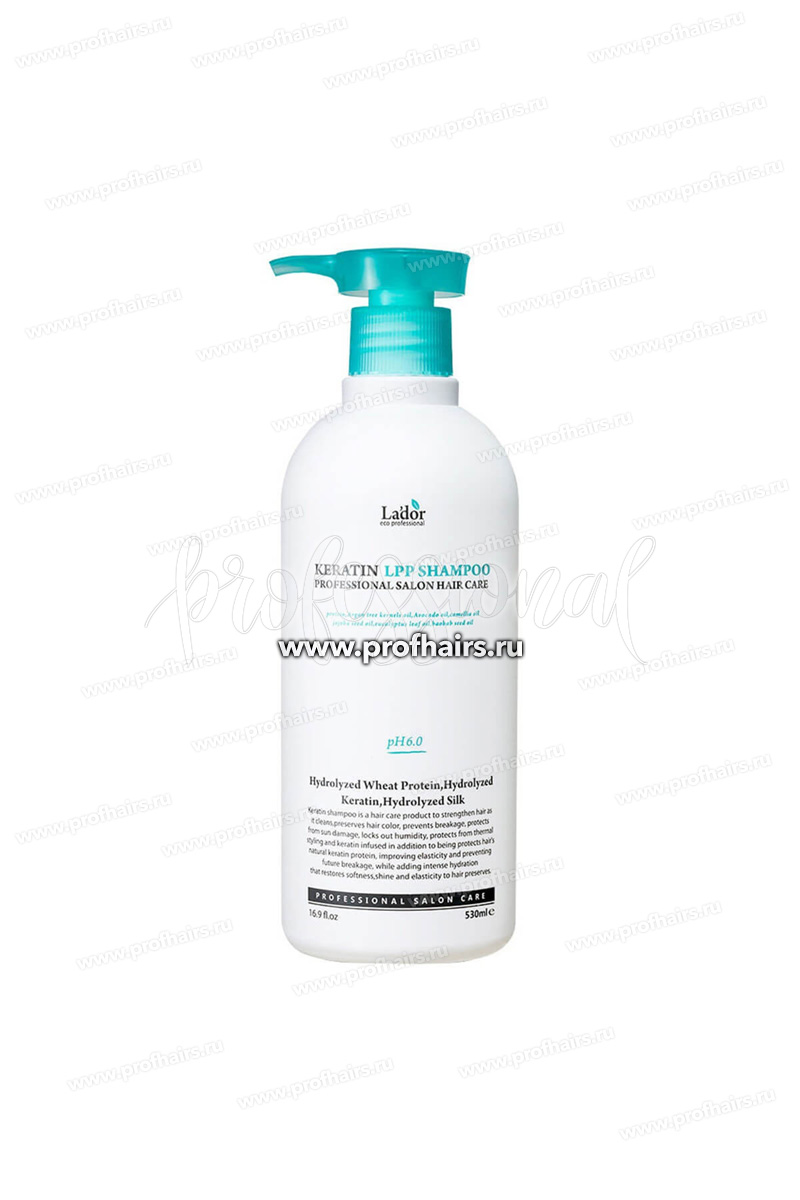 La'dor Keratin LPP Shampoo Бессульфатный шампунь для волос кератиновый  530 мл.