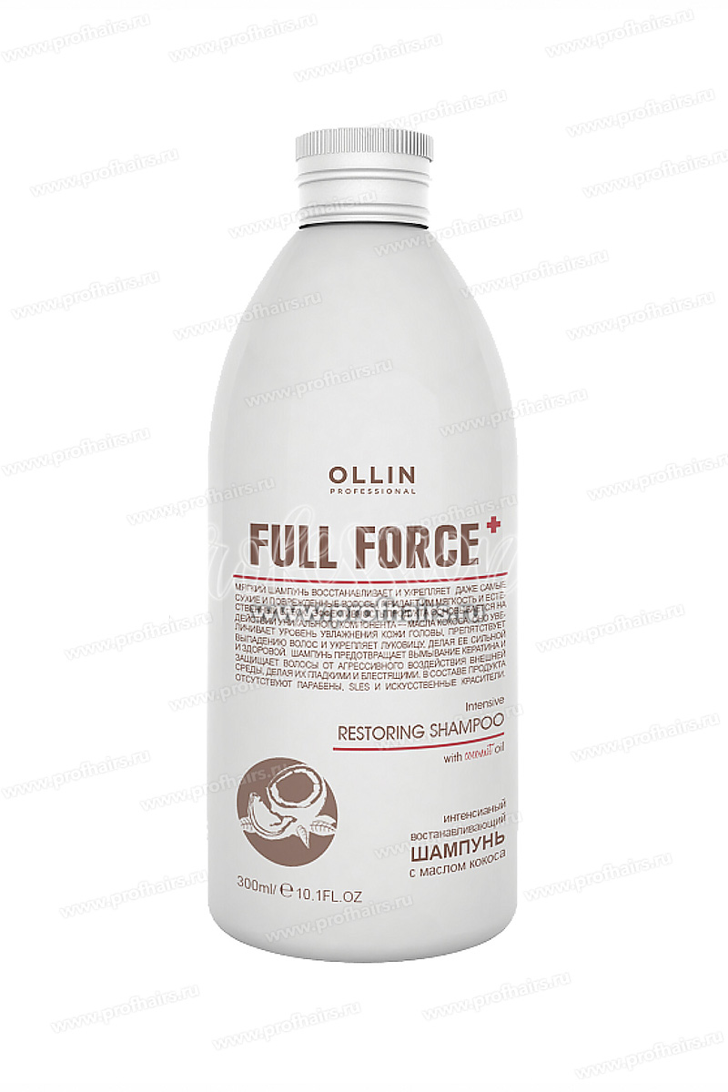 Ollin Full Force+ Интенсивный восстанавливающий шампунь с маслом кокоса 300 мл.