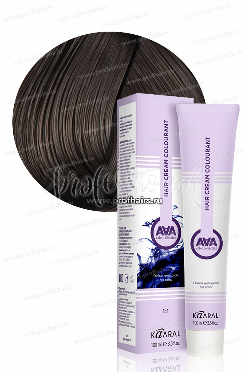 Kaaral AAA Стойкая краска для волос 5.18 Светло-коричневый пепельный каштан 100 мл.