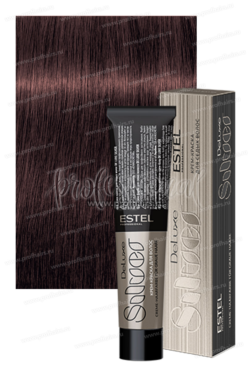 Estel De Luxe Silver 4/76 Шатен коричнево-фиолетовый   Крем-краска для седых волос 60 мл.