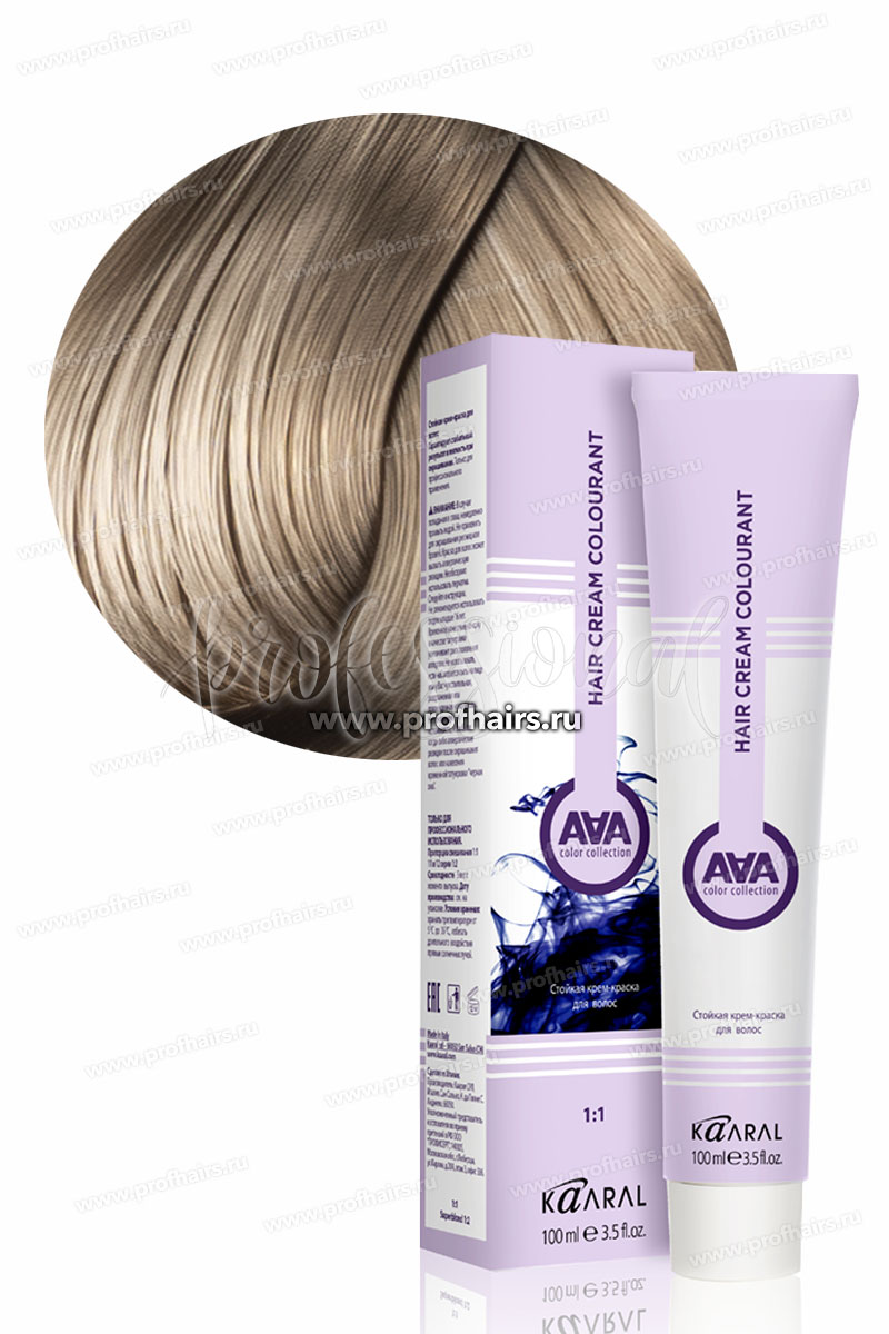 Kaaral AAA Стойкая краска для волос 9.1 Очень светлый пепельный блондин 100 мл.
