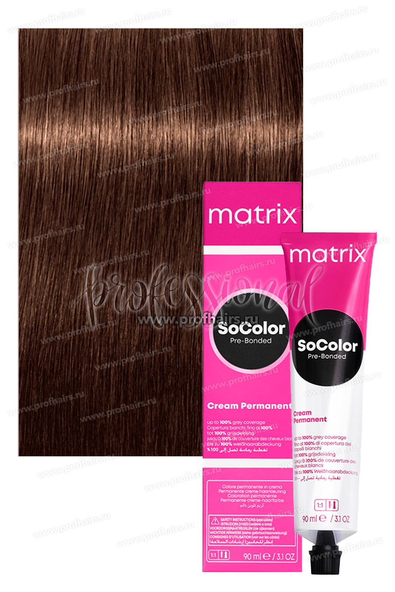 Matrix SoColor Pre-Bonded 6BC Темный блондин коричнево-медный 90 мл.