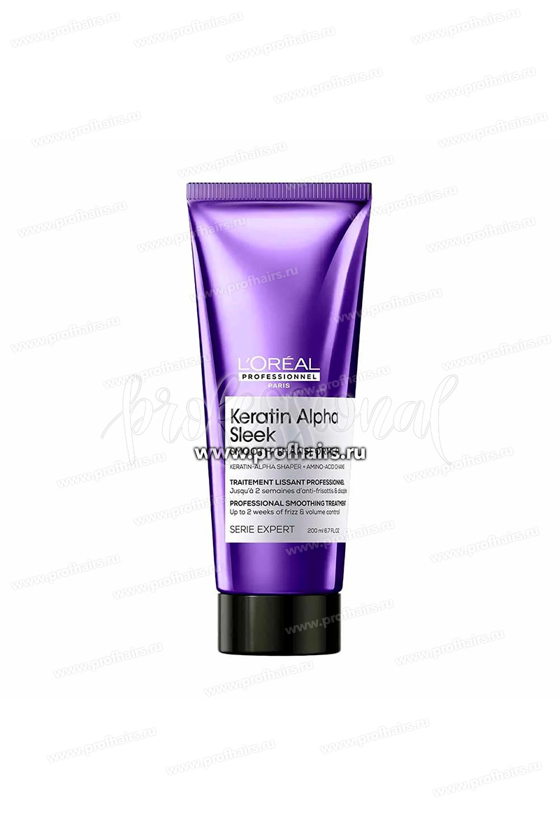 L'Oreal Keratin Alpha Sleek Разглаживающий уход для непослушных, пористых волос 200 мл