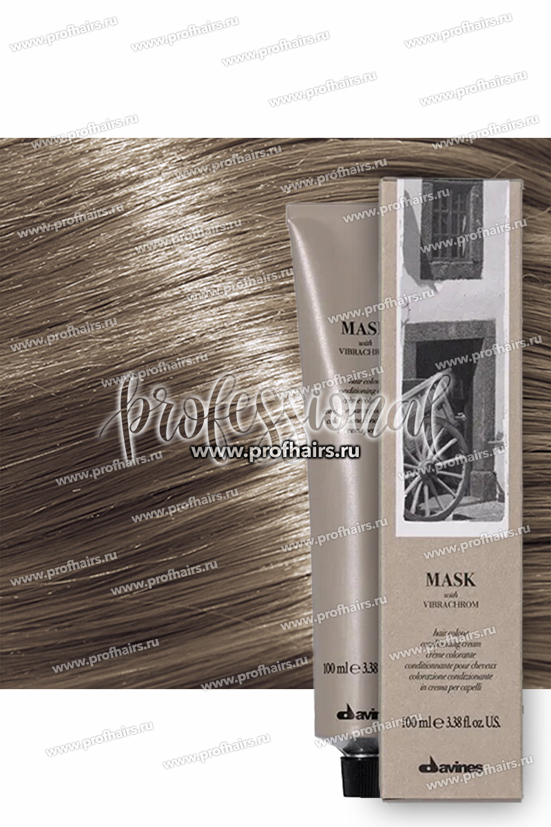 Davines Mask with Vibrachrom Перманентная крем-краска для волос 8,1 Светлый блонд пепельный 100 мл.