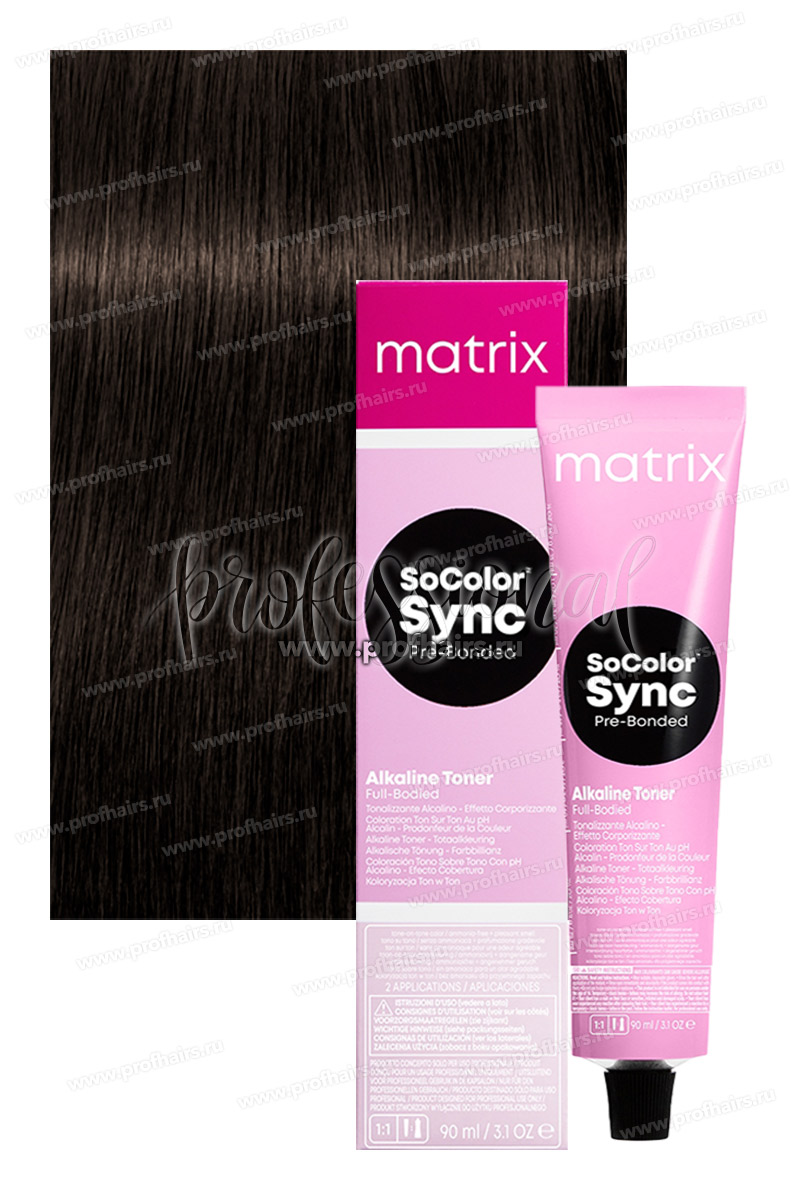 Matrix SoColor Sync Pre-Bonded 4A Шатен пепельный 90 мл.