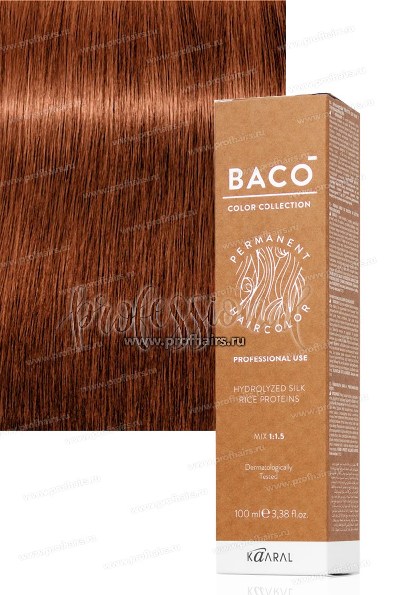 Kaaral Baco Стойкая краска для волос 7.44 Блондин медный насыщенный 100 мл.