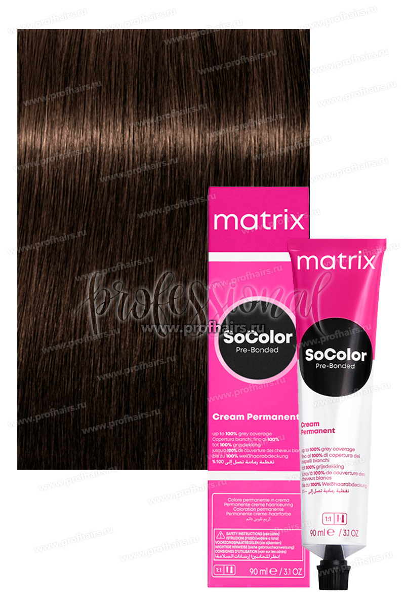 Matrix SoColor Pre-Bonded 5NW Натуральный теплый светлый шатен 90 мл.