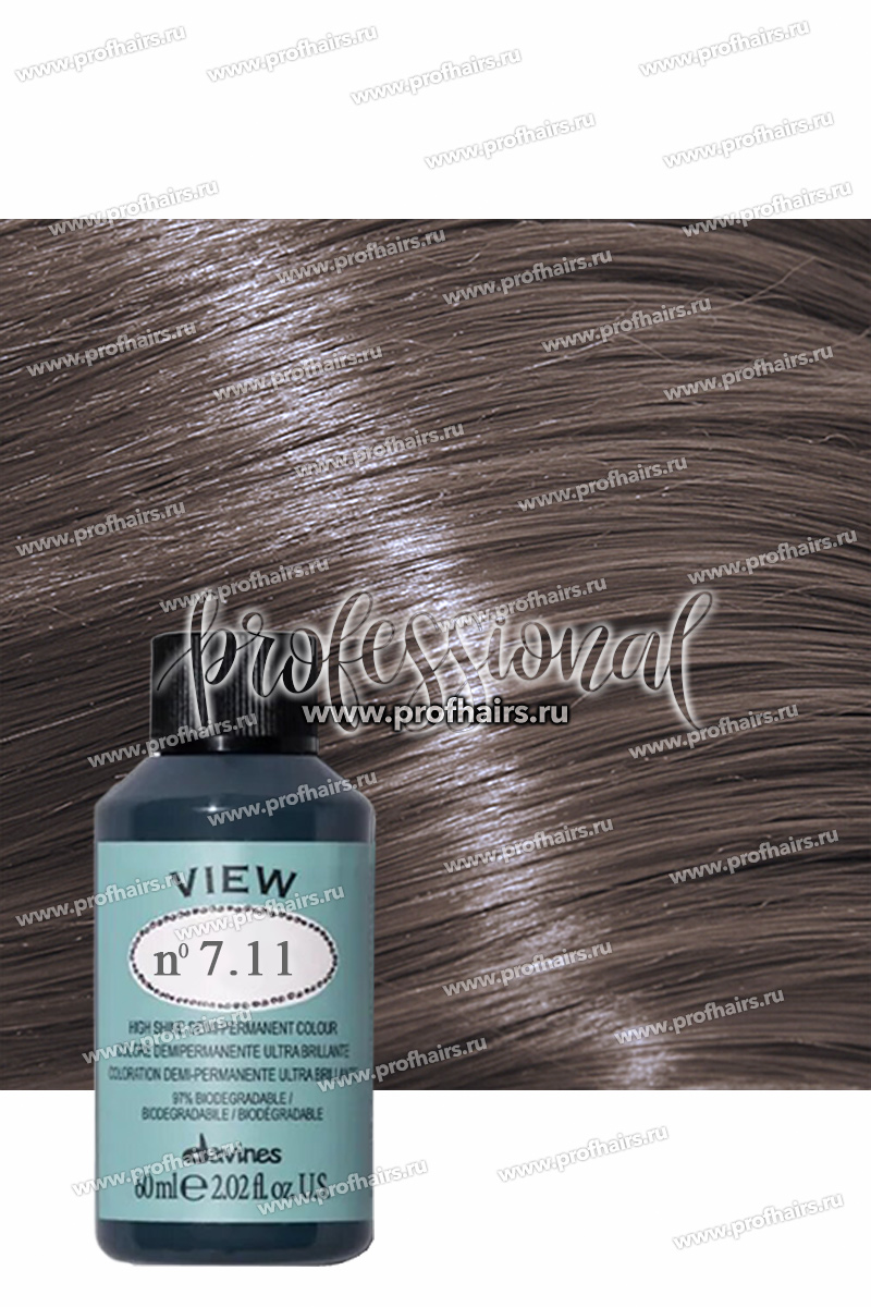 Davines View Полуперманентная тонирующая краска с кислым PH 7,11 Средний блонд пепельный интенсивный 60 мл.