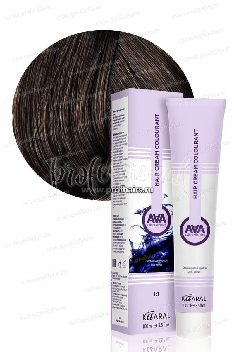Kaaral AAA Стойкая краска для волос 4.00 Каштан интенсивный натуральный 100 мл.
