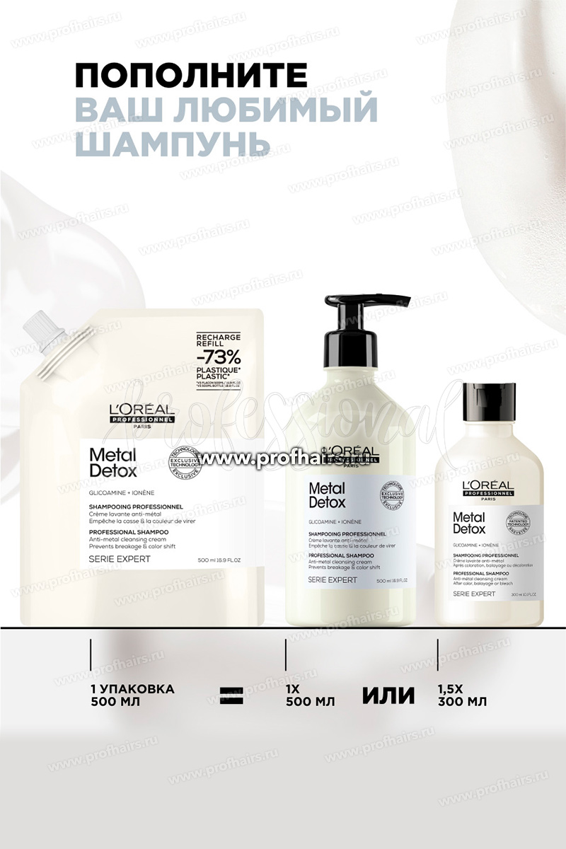 L'Oreal Metal Detox Refill Шампунь для восстановления окрашенных волос 500 мл.