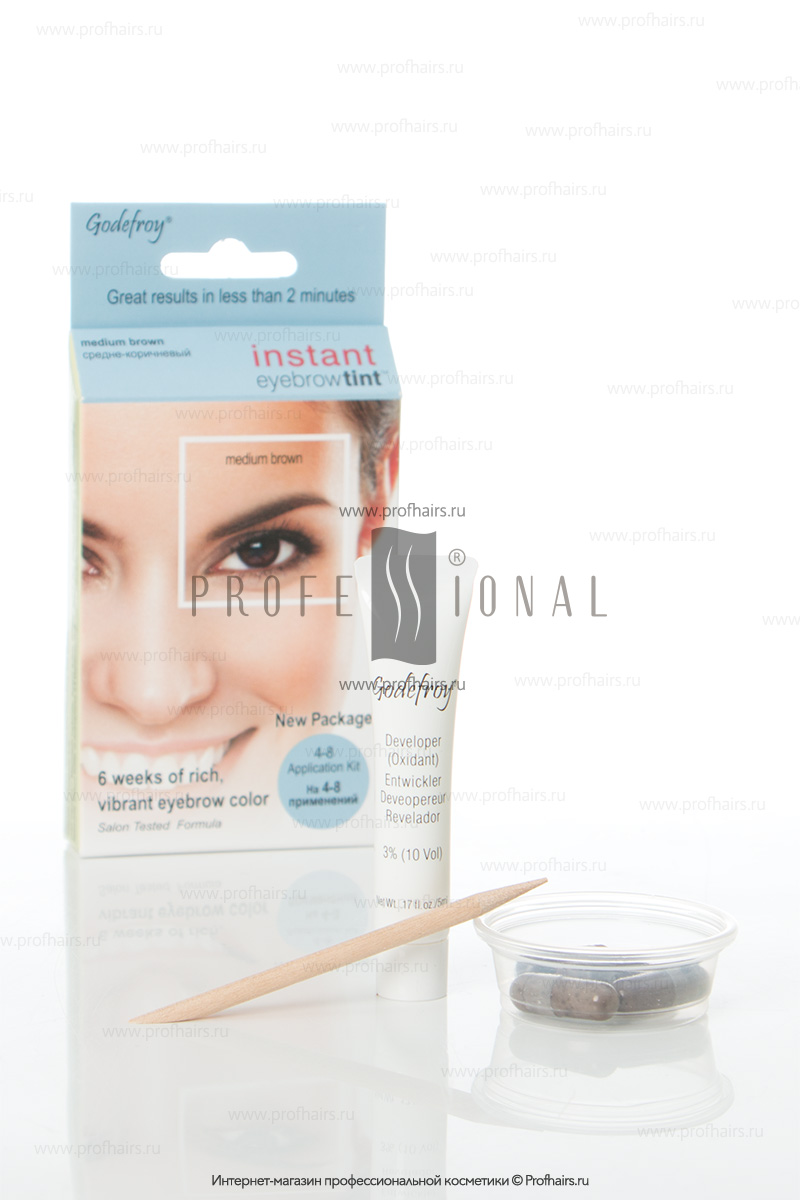 Godefroy Instant Eyebrowtint Краска-хна в капсулах для окрашивания бровей Medium Brown 4 капсулы