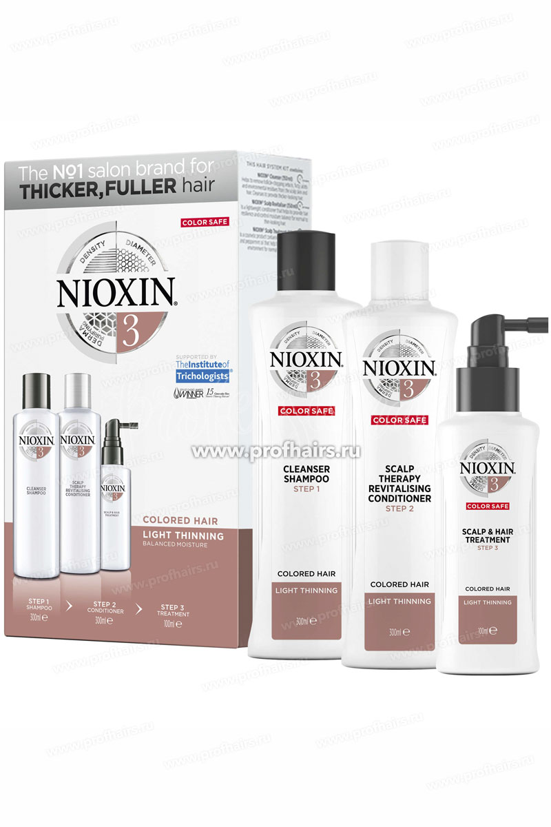 Nioxin 3D Система 3 Набор XXL ухода для окрашенных волос с тенденцией к истончению