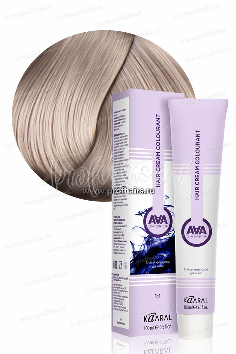 Kaaral AAA Стойкая краска для волос 10.16 Очень-очень светлый жемчужно-розовый блондин 100 мл.