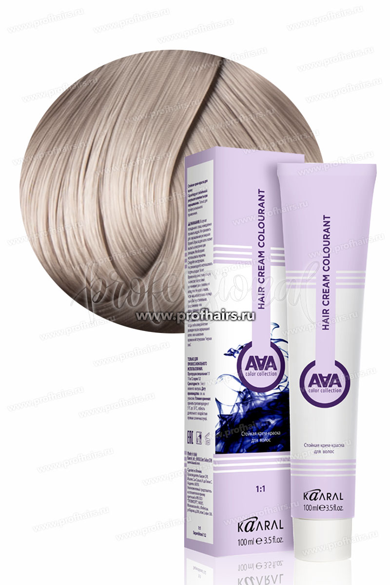 Kaaral AAA Стойкая краска для волос 10.02 Очень-очень светлый фиолетовый блондин 100 мл.