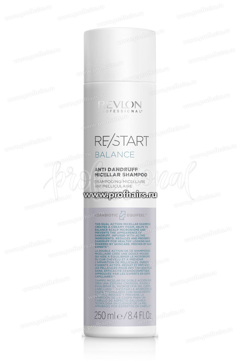 Revlon ReStart Balance Anti Dandruff Micellar Shampoo Мицеллярный шампунь для кожи головы против перхоти и шелушений 250 мл.