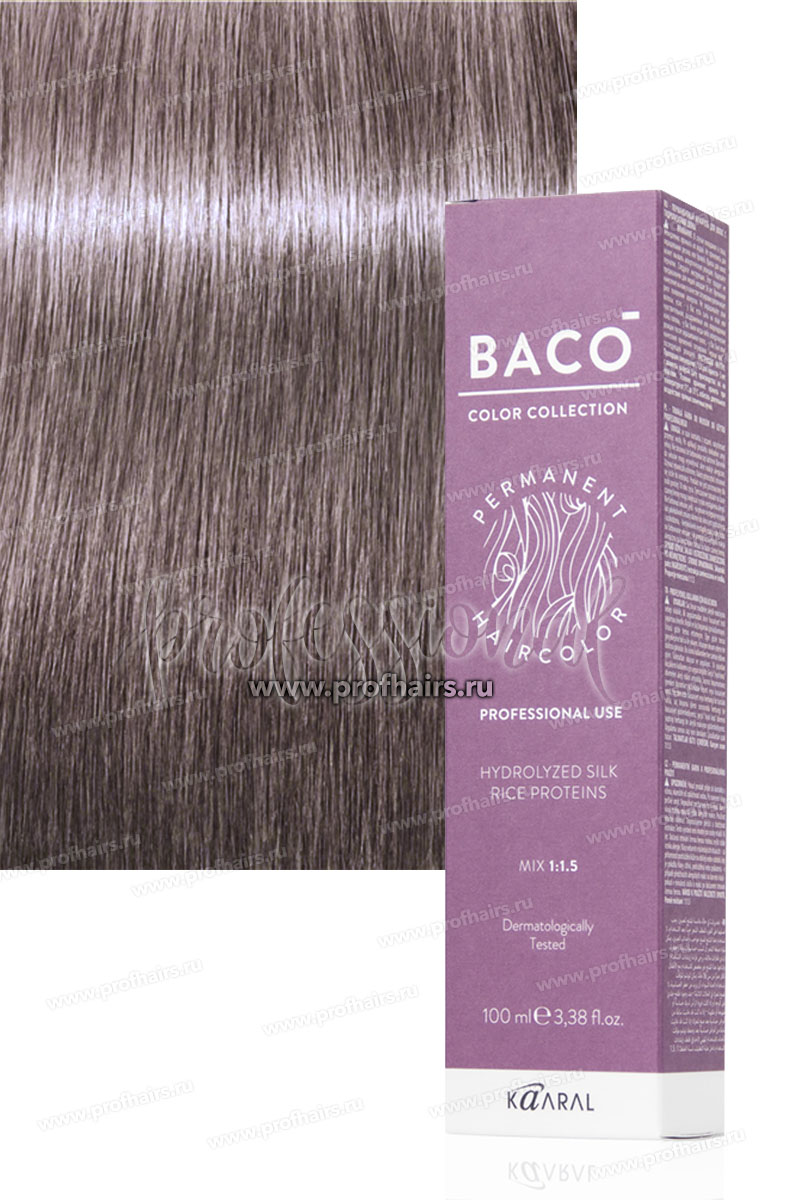 Kaaral Baco Стойкая краска для волос 8.12 Светлый блондин пепельно-фиолетовый 100 мл.