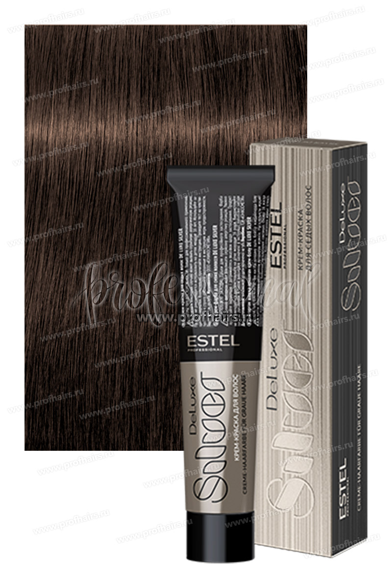Estel De Luxe Silver 4/7 Шатен коричневый  Крем-краска для седых волос 60 мл.