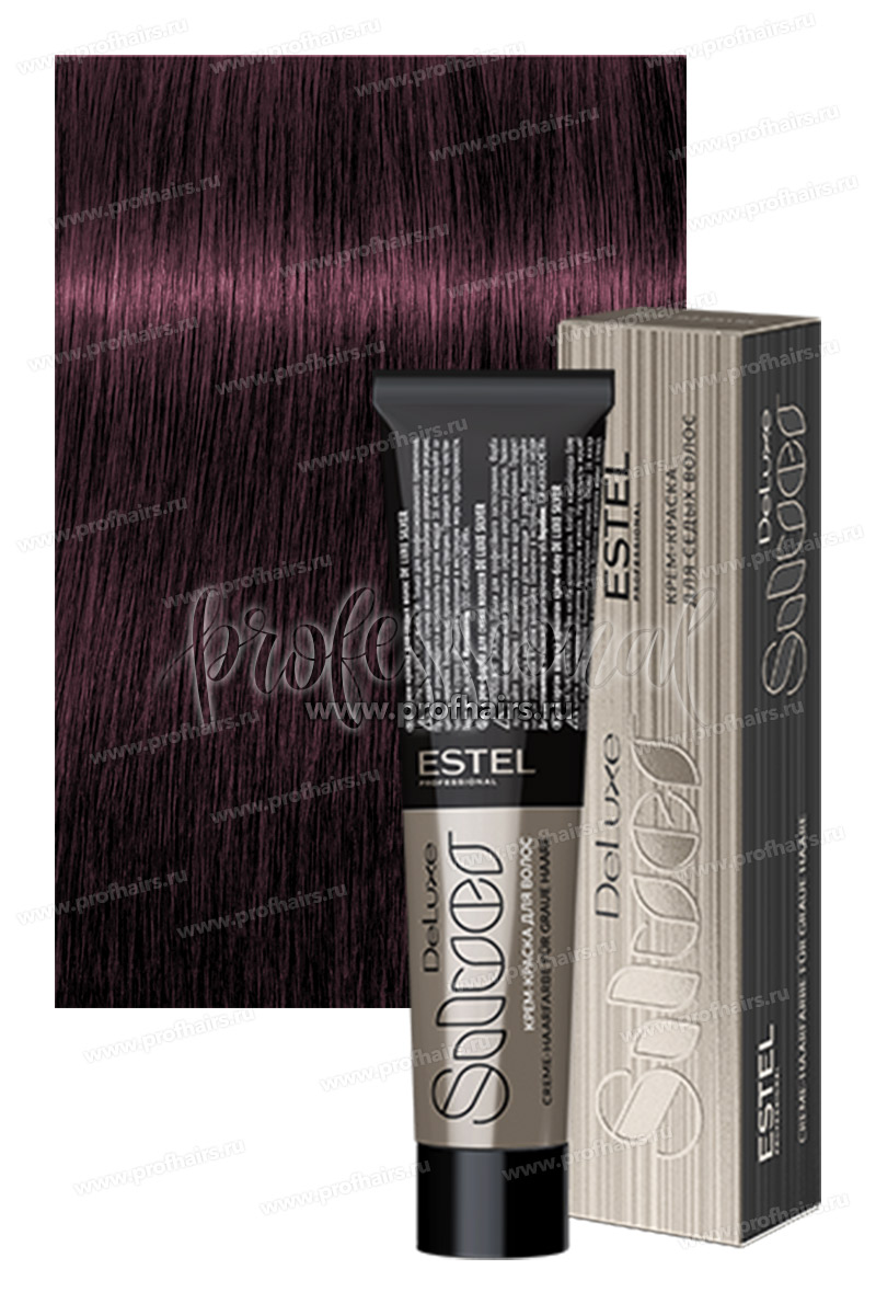 Estel De Luxe Silver 4/6 Шатен фиолетовый  Крем-краска для седых волос 60 мл.