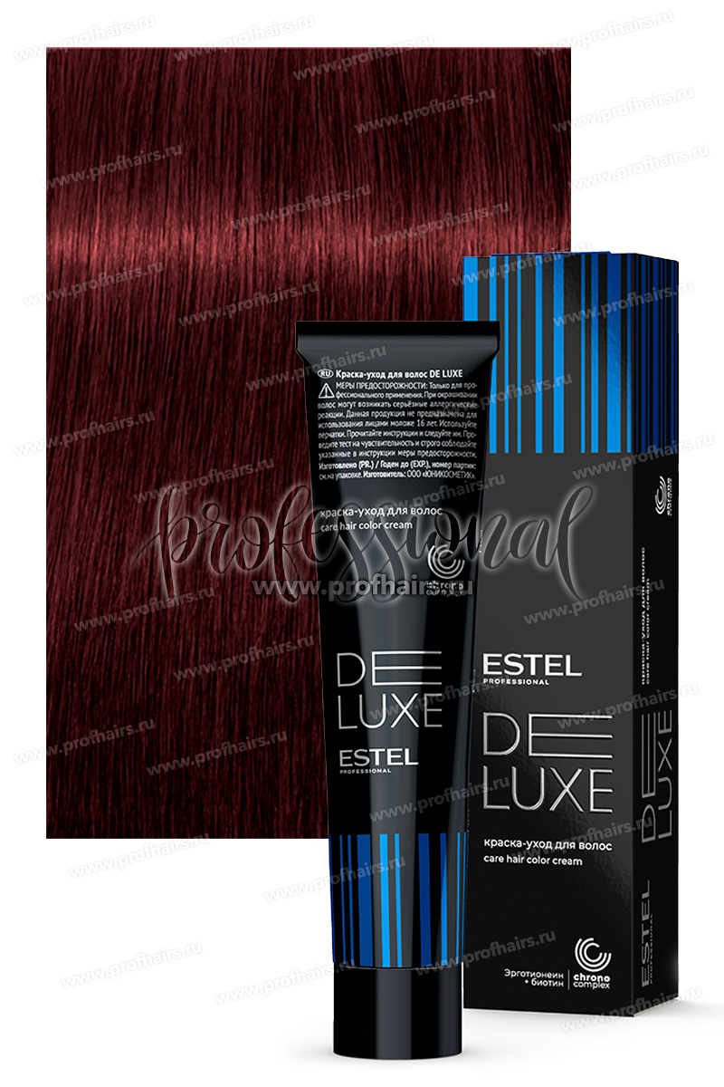 Estel DeLuxe 3/55 Темный шатен красный интенсивный Краска-уход 60 мл.