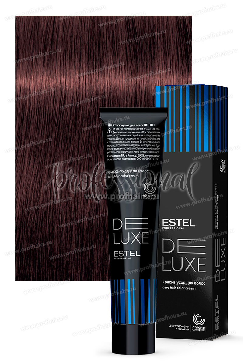 Estel DeLuxe 4/76 Шатен коричнево-фиолетовый  Краска-уход 60 мл.