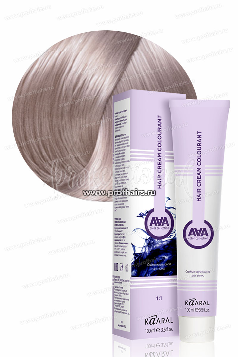Kaaral AAA Стойкая краска для волос 10.21 Очень-очень светлый блондин фиолетово-пепельный 100 мл.