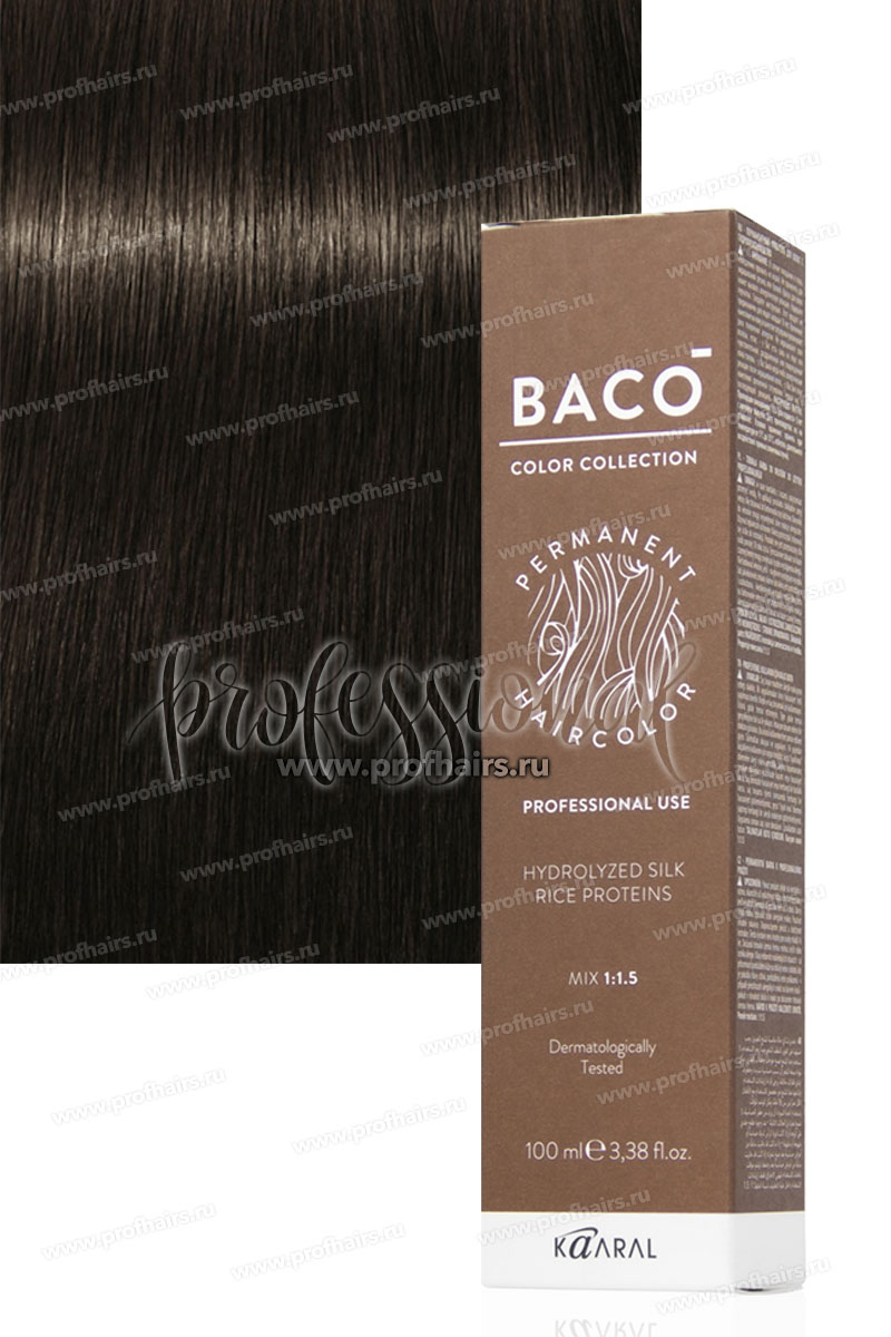 Kaaral Baco Стойкая краска для волос 4.18 Каштан пепельно-коричневый 100 мл.