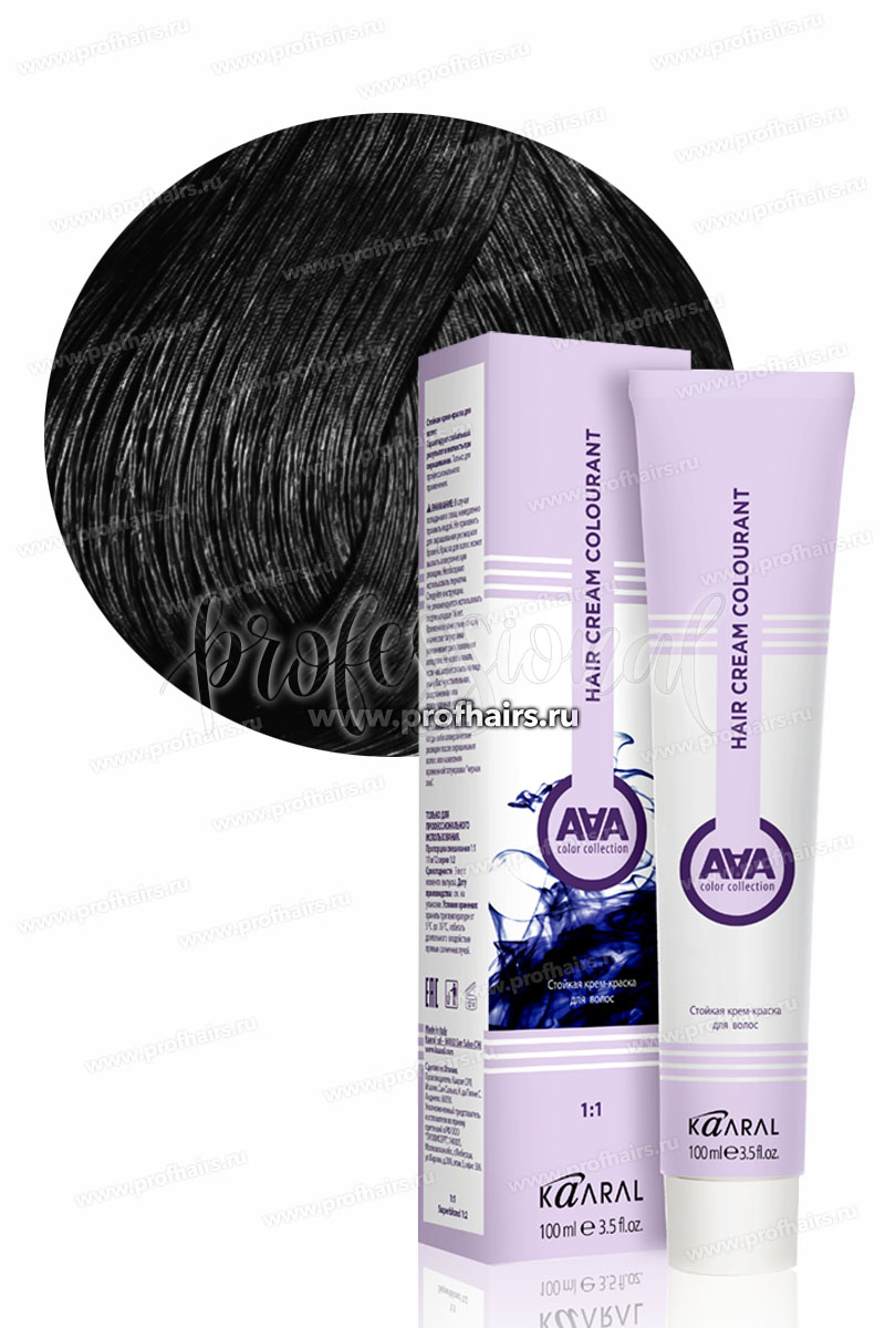 Kaaral AAA Стойкая краска для волос 1.0 Черный 100 мл.