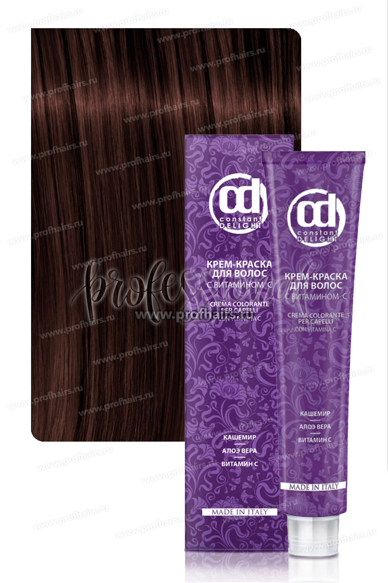 Constant Delight Крем-краска для волос с витамином С 4/68 Средне-коричневый шоколадно-красный 100 мл.