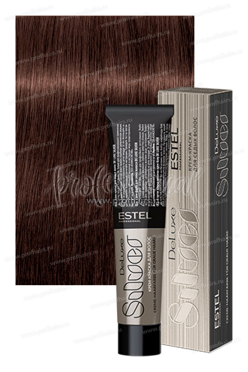 Estel De Luxe Silver 4/75 Шатен коричнево-красный  Крем-краска для седых волос 60 мл.