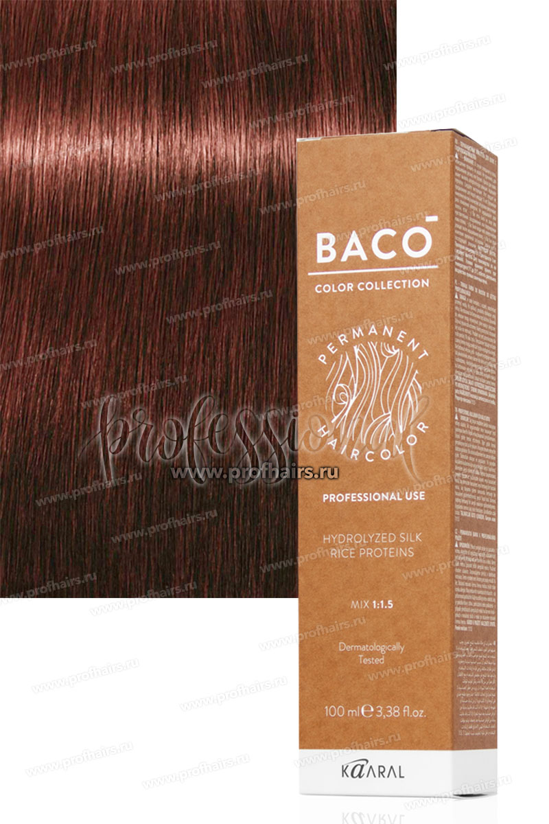 Kaaral Baco Стойкая краска для волос 6.44 Темный интенсивный медный блондин 100 мл.