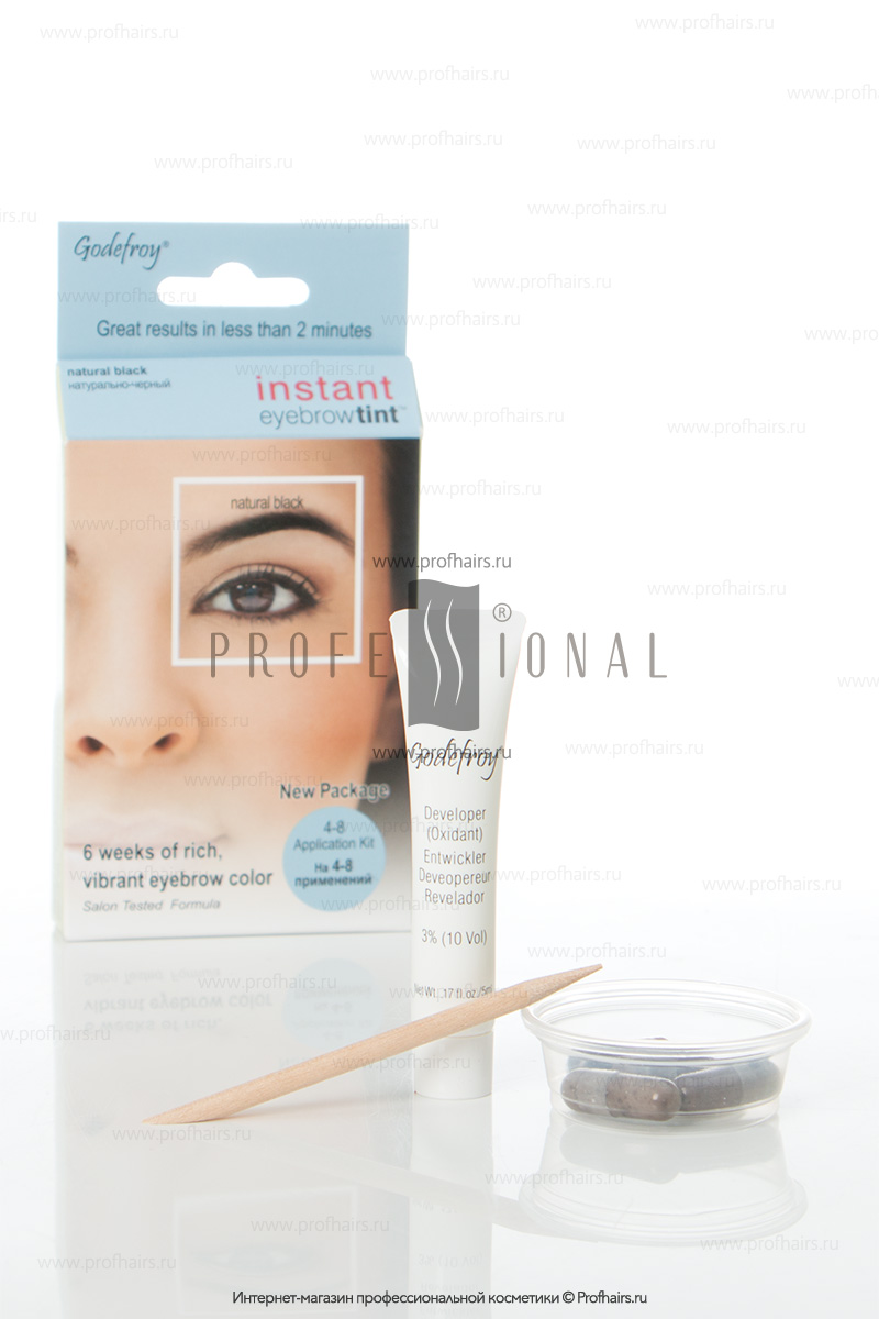 Godefroy Instant Eyebrowtint Краска-хна в капсулах для окрашивания бровей Natural Black 4 капсулы