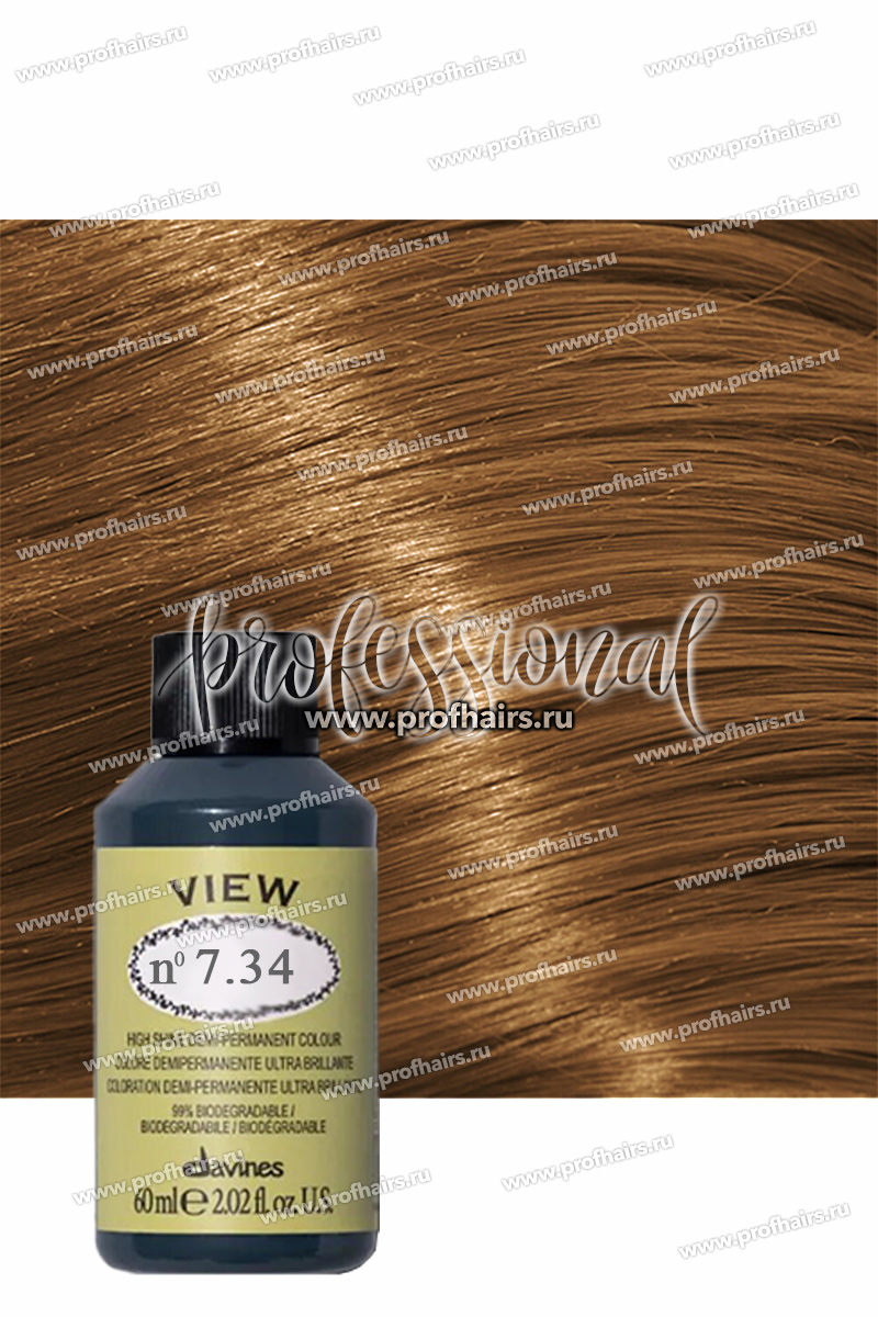 Davines View Полуперманентная тонирующая краска с кислым PH 7,34 Средний блонд золотисто-медный 60 мл.