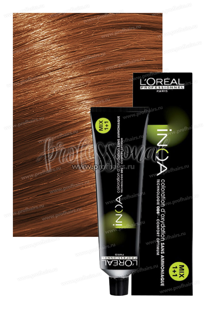 L'Oreal INOA 7.35 блондин золотистый махагоновый.