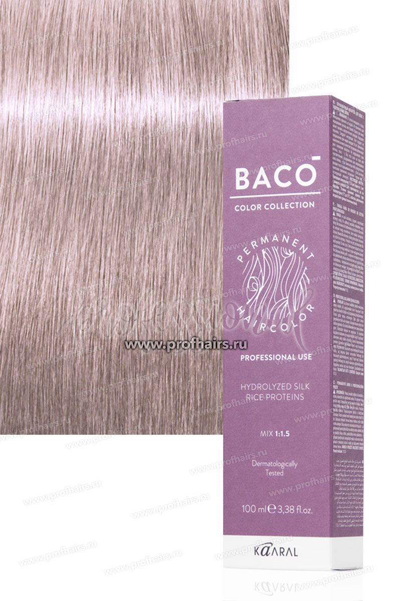Kaaral Baco Стойкая краска для волос 10.16 Очень-очень светлый блондин пепельно-розовый 100 мл.
