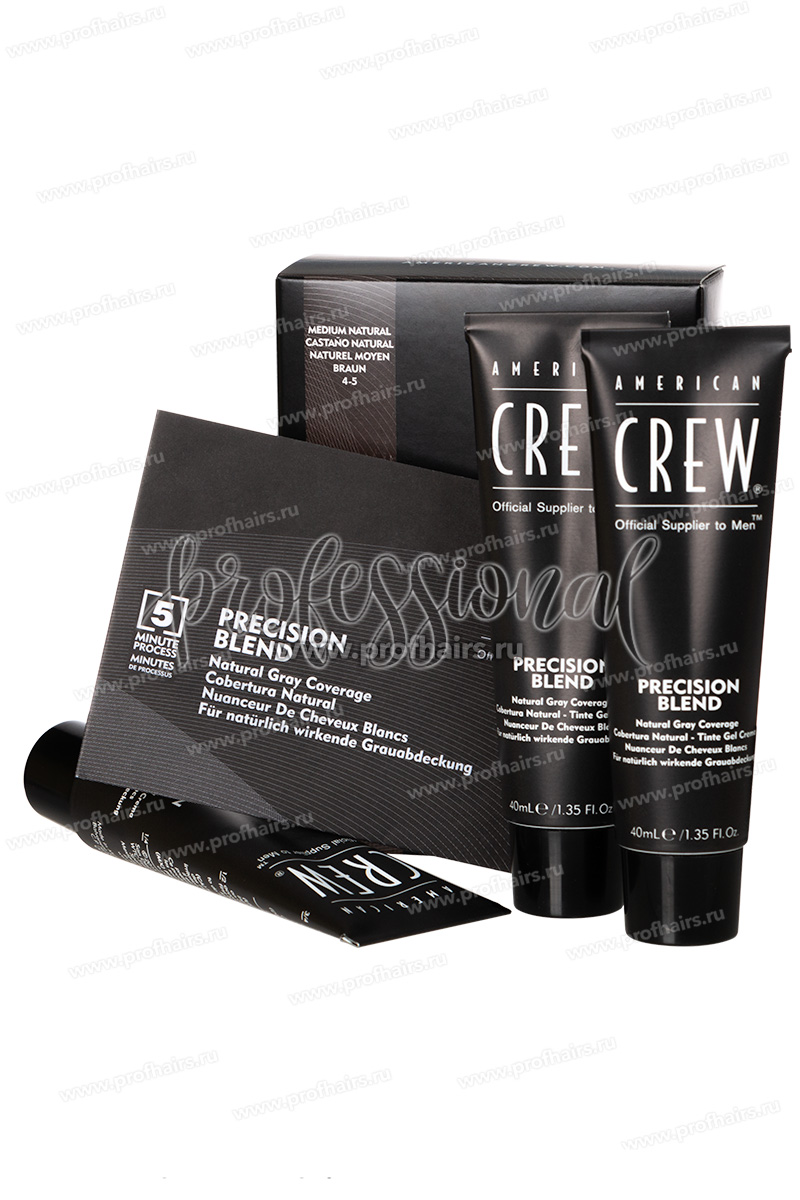 American Crew Precision Blend 4-5 Medium Natural Краска для тонирования седины. Тон средний натуральный 3*40 мл.