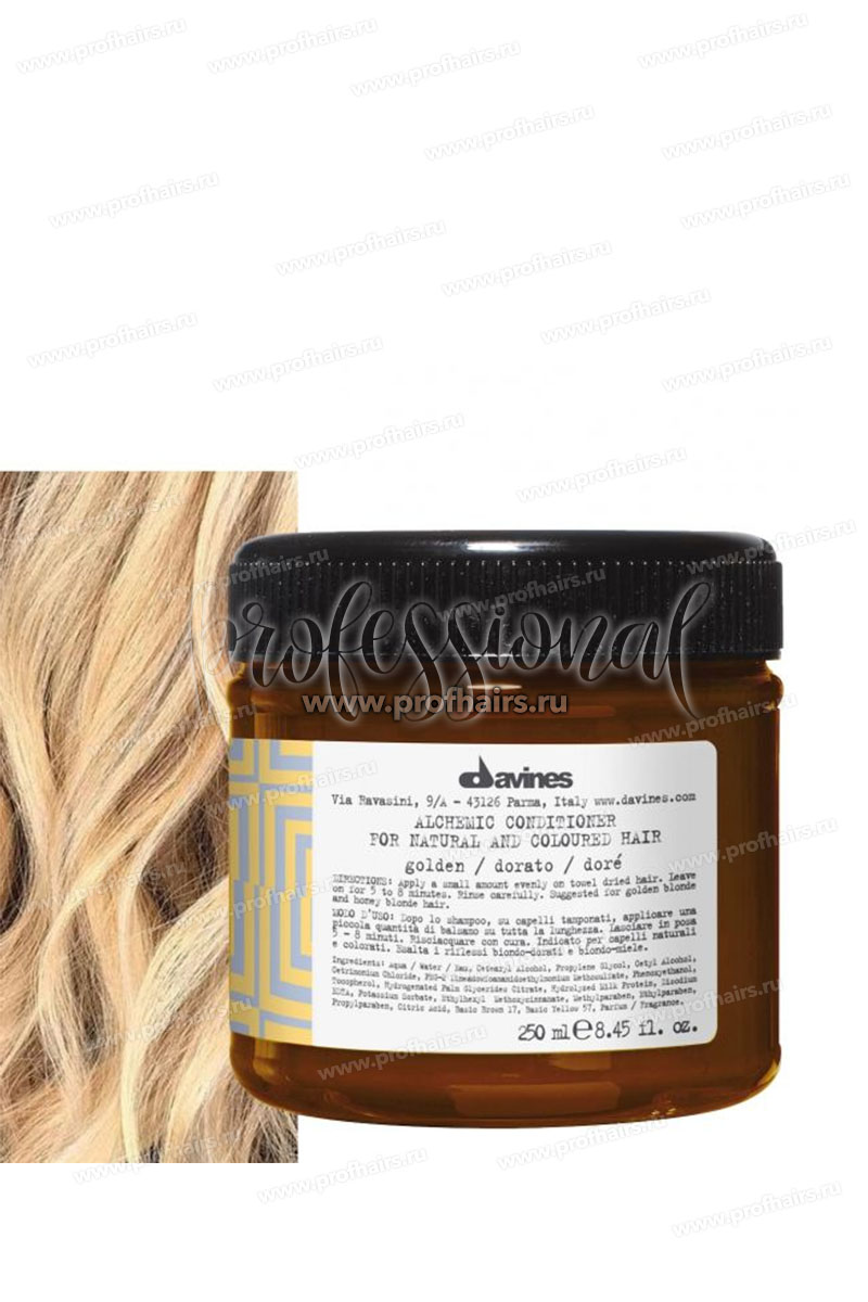 Davines Alchemic Кондиционер оттеночный для натуральных и окрашенных волос Золотой 250 мл.