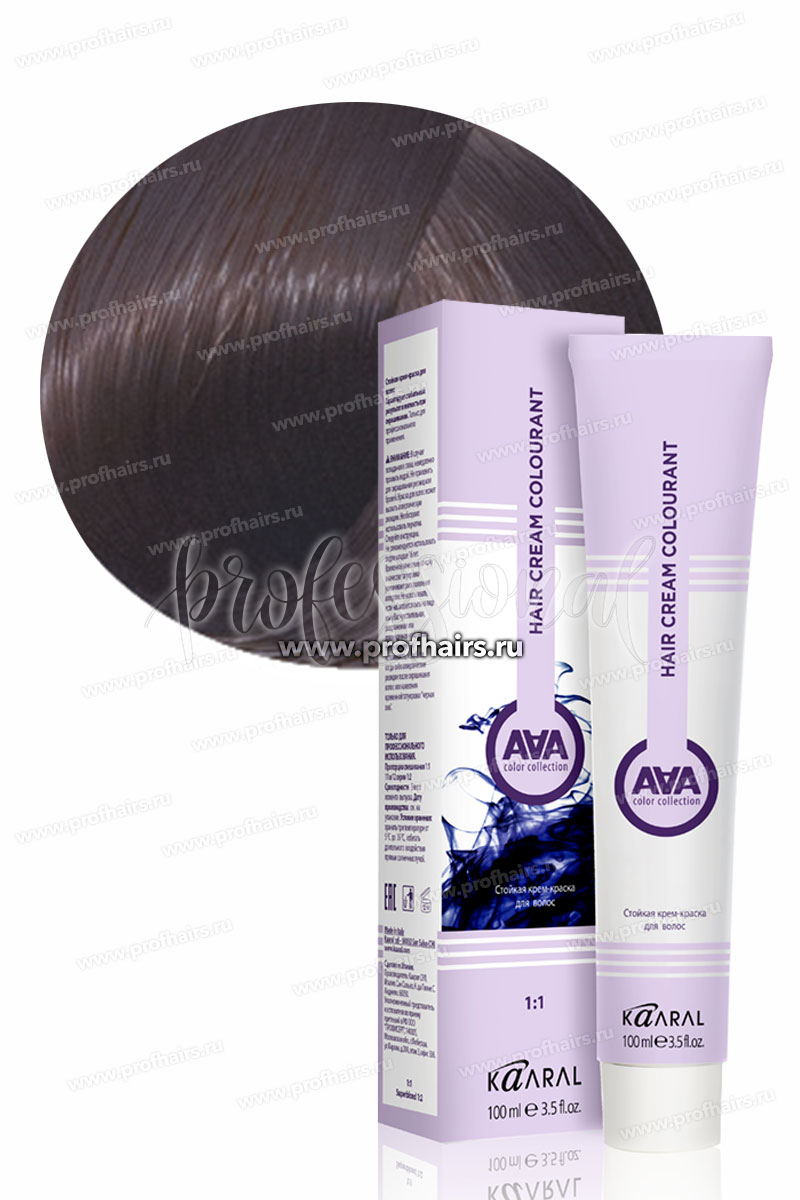 Kaaral AAA Стойкая краска для волос 5.01 Светлый каштан натуральный пепельный 100 мл.