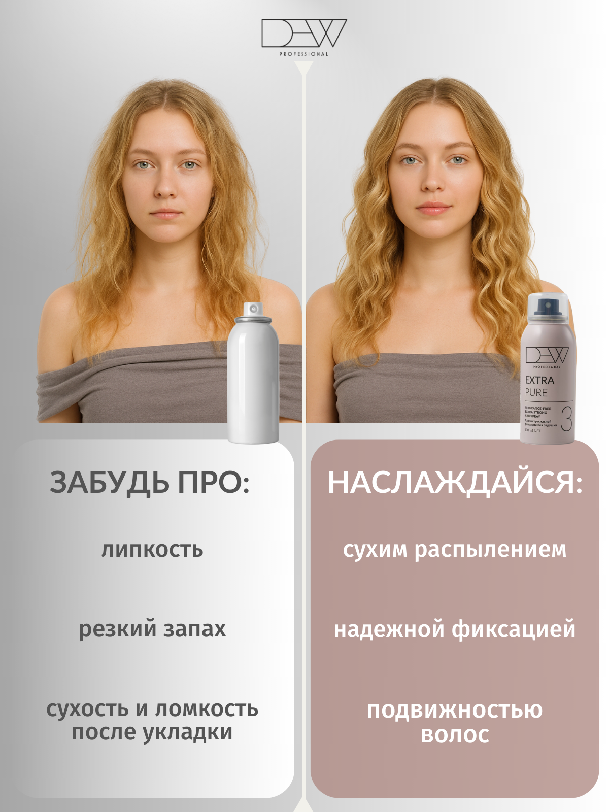Dew Professional Extra Pure  15 в 1 Лак без отдушки для волос экстрасильной фиксации 100 мл.
