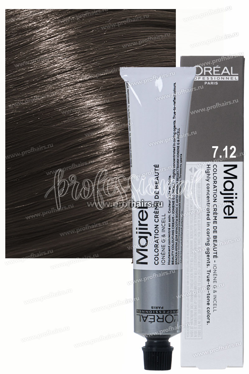 L'Oreal Majirel Краска для волос Мажирель 7.12 Блондин пепельно-перламутровый  50 мл.