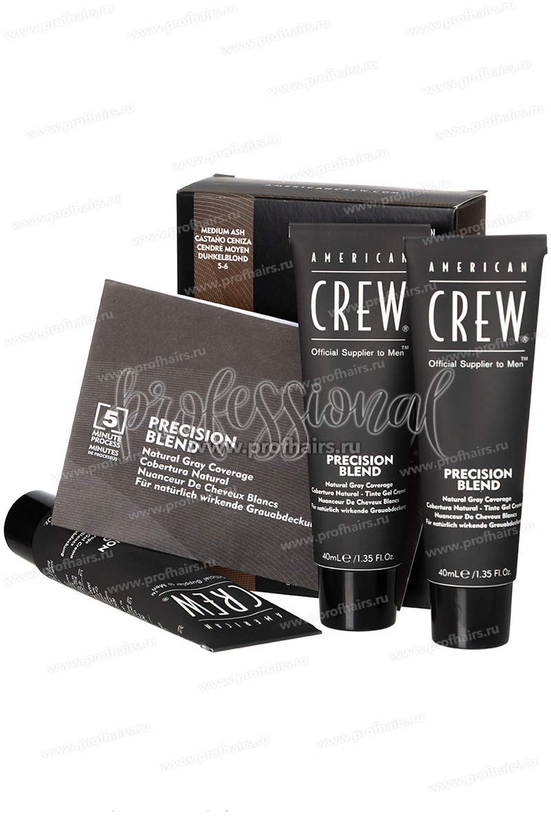 American Crew Precision Blend 5-6 Medium Ash Краска для тонирования седины. Тон средний пепельный 3*40 мл.