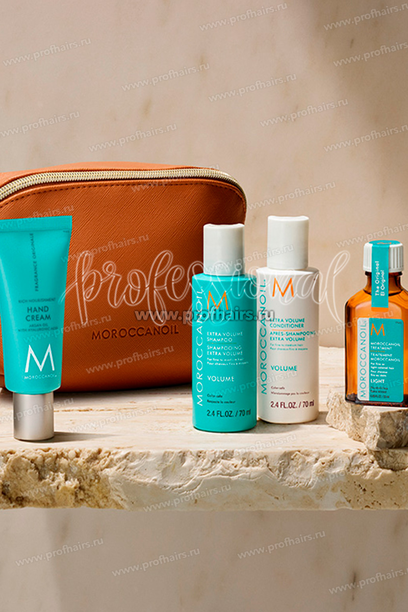 MoroccanOil Volume Дорожный набор для объема волос: Шампунь 70 мл.+Кондиционер 70 мл.+Восстанавливающее масло 25 мл.+Крем для рук 40 мл.