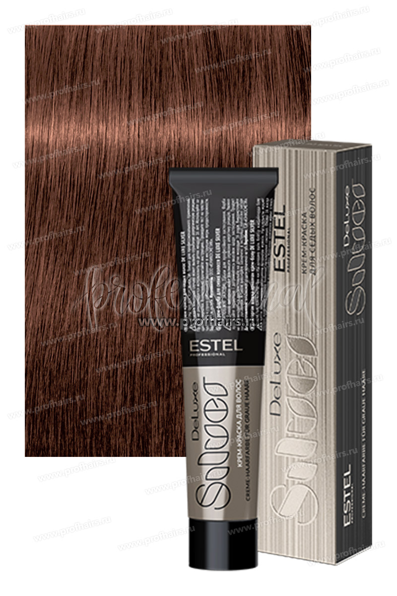 Estel De Luxe Silver 6/75 Темно-русый коричнево-красный  Крем-краска для седых волос 60 мл.