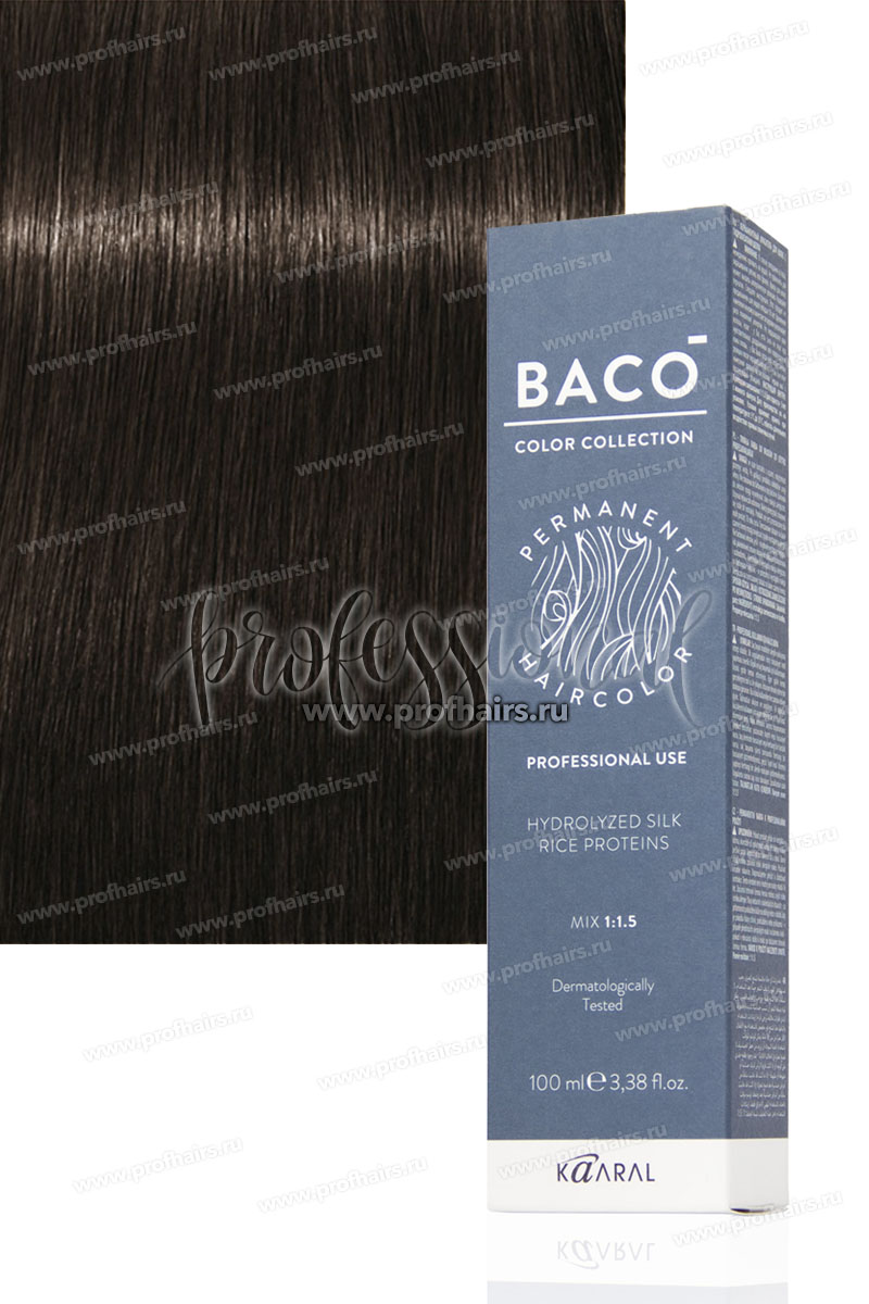 Kaaral Baco Стойкая краска для волос 4.01 Натурально-пепельный каштан 100 мл.