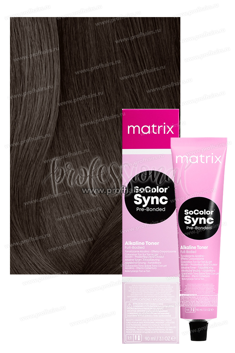 Matrix SoColor Sync Pre-Bonded 4T Шатен Титановый 90 мл.