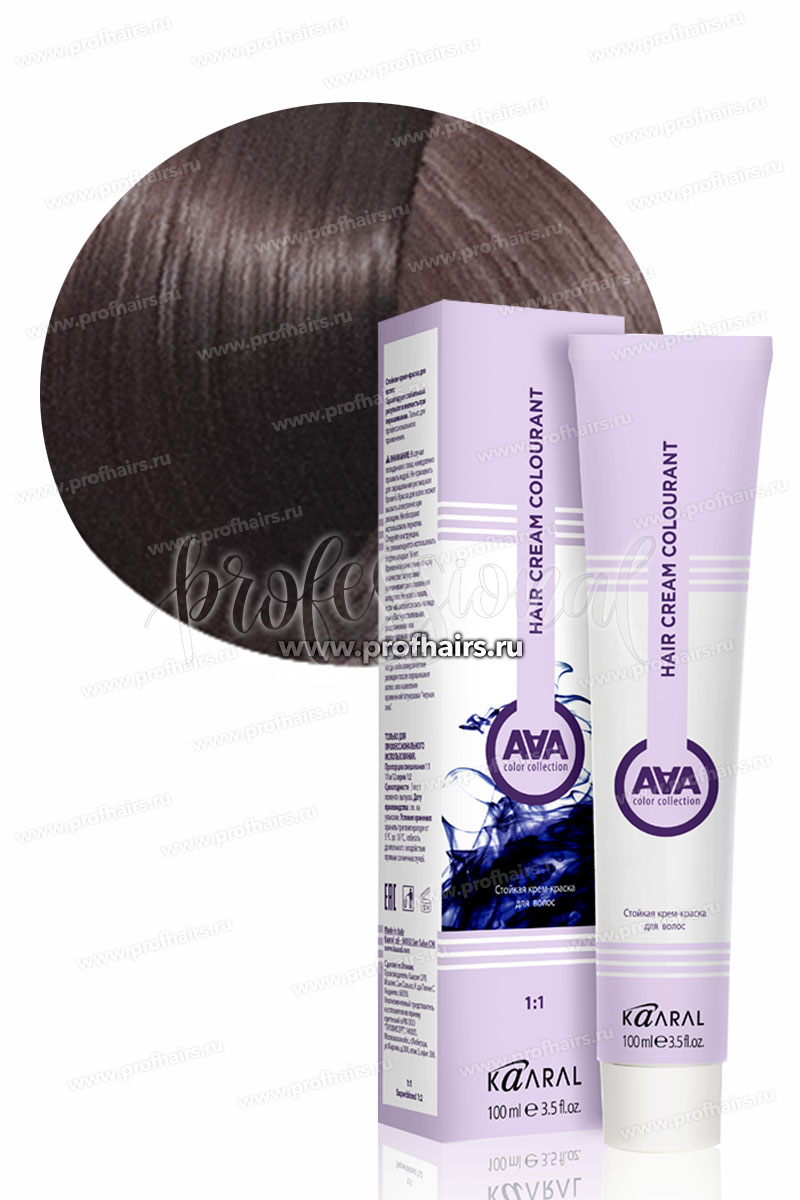 Kaaral AAA Стойкая краска для волос 6.21 Темный блондин фиолетово-пепельный 100 мл.