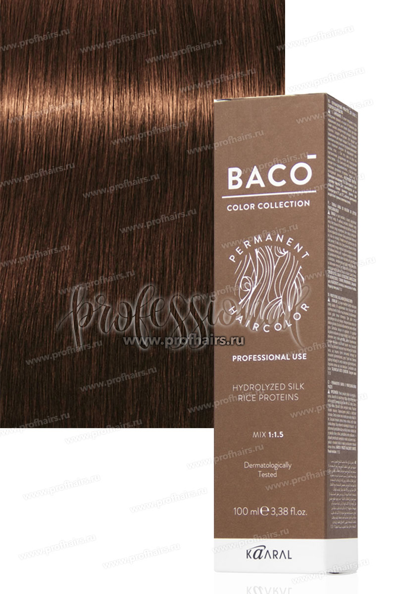 Kaaral Baco Стойкая краска для волос 5.38 Золотисто-коричневый светлый каштан 100 мл.