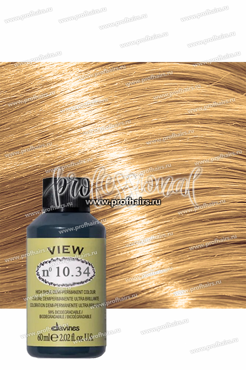 Davines View Полуперманентная тонирующая краска с кислым PH 10,34 Самый светлый блонд золотисто-медный 60 мл.